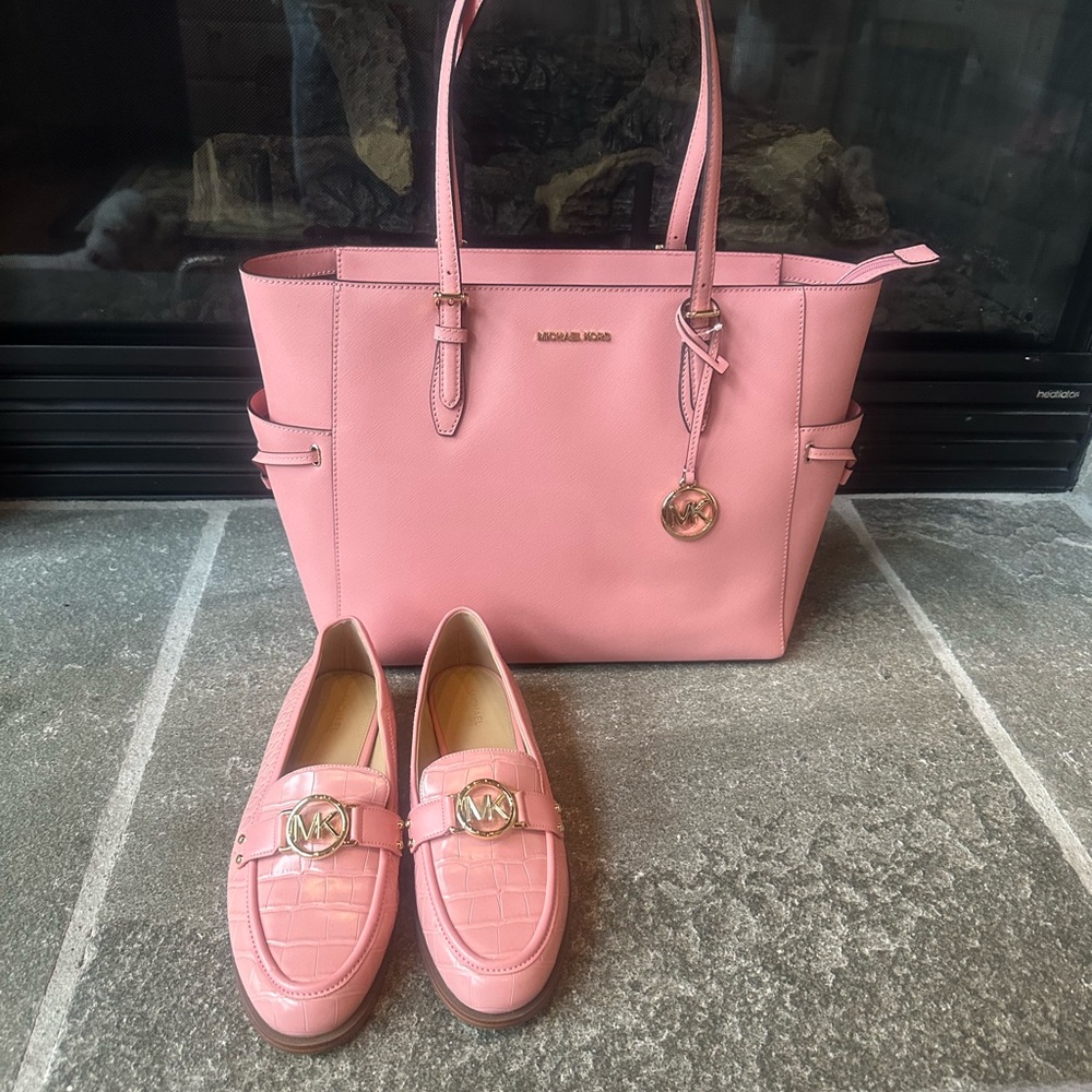 Michael Kors Pink Tote and Loafers (size 9)